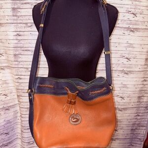Vintage Dooney & Bourke Navy and Orange Leather Shoulder Bag